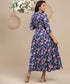 Sweetheart Half Sleeve Midi Printed Dress